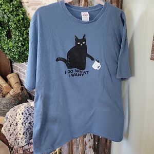 Delta Black Cat Tee Shirt Womens 2X 'I Do What I Want' Cat Lady, 100% Cotton